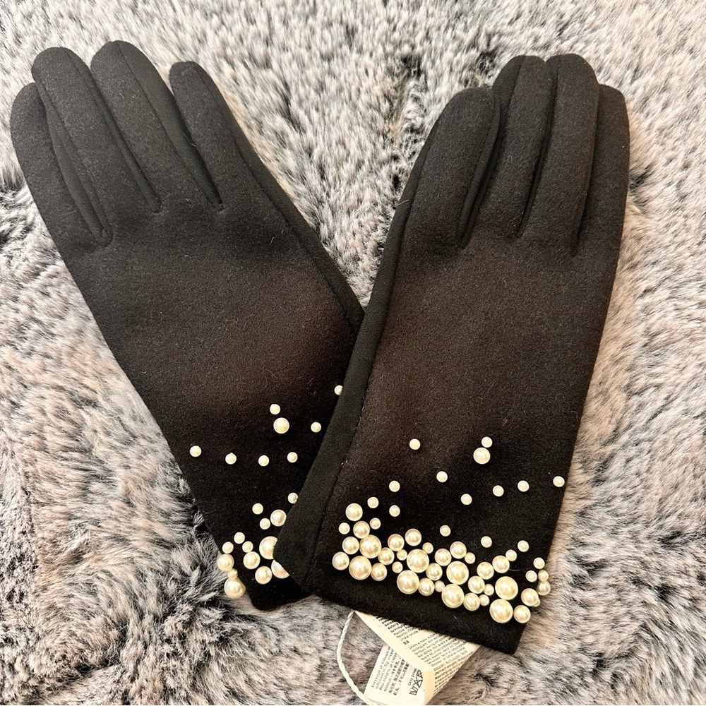 SOLD! Intrend by Max Mara Jersey Gloves with Pearls Size: 7.5 S/M Fall /Winter - Picture 5 of 16